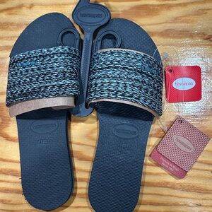 Havaianas Black and Blue Women's Sandals